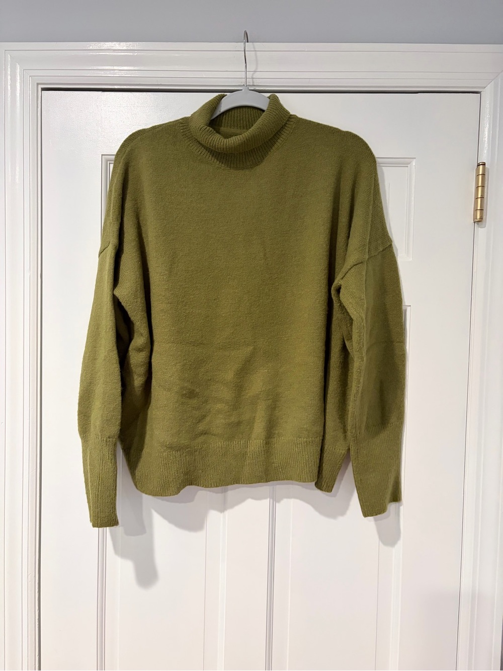 Knit Mix Olive Green Cowl Neck Sweater - Women's Relaxed Fit